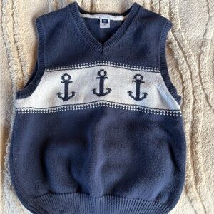 Janie and Jack Navy and White Anchor Sweater Vest Boys Size 6